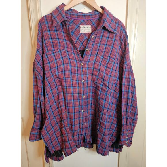Free People Cardiff Plaid Texture Shirt Size M NWOT - Picture 8 of 10
